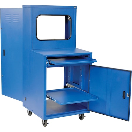 Global Industrial Deluxe LCD Industrial Computer Cabinet, Blue, 30W x 30D x 66-3/8H, Assembled 249190ABL